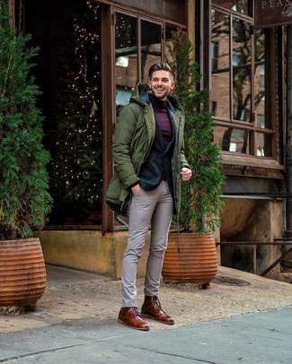 Brown Leather Dress Boots Outfits For Men: 