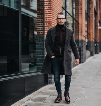 Burgundy Wool Bomber Jacket Outfits For Men In Their 30s: 