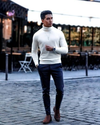 White Collarbone Skivvy Sweater