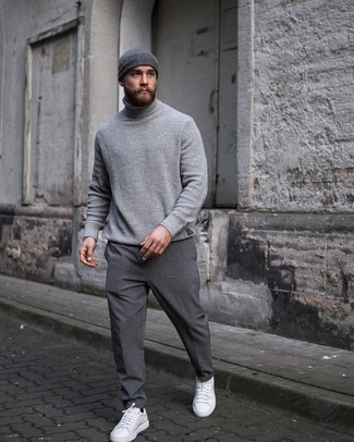 Brand Lambswool Rich Cable Knit Sweater With Turtleneck