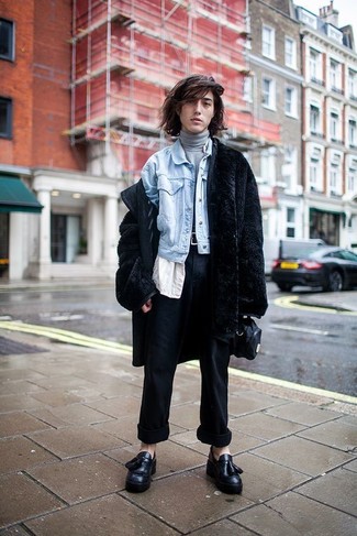 Black Fur Coat Outfits For Men: 