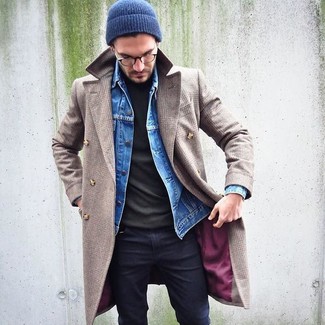 Olive Turtleneck Cold Weather Outfits For Men: 