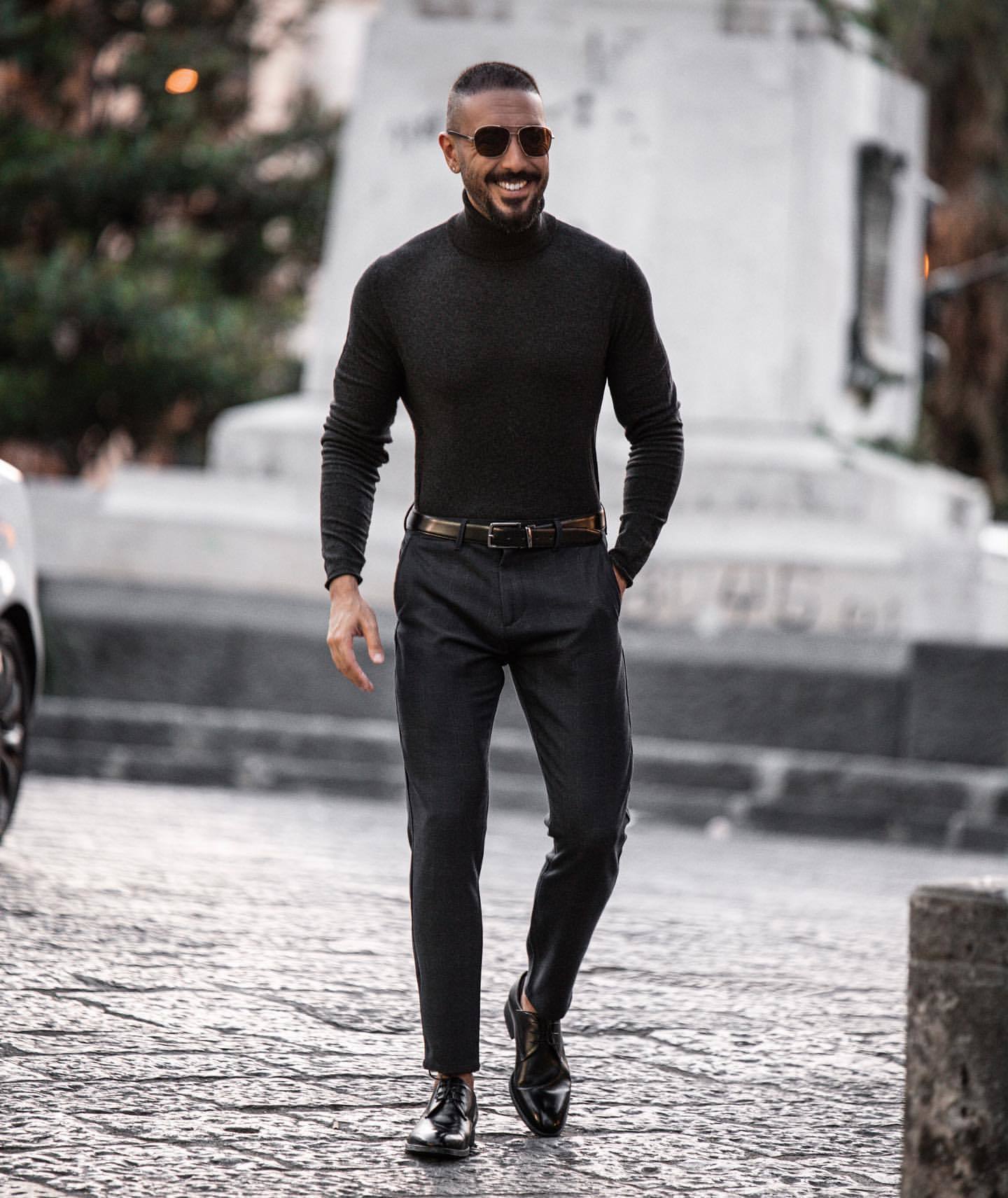 Black Suit Jackets And Tuxedo Turtleneck Blazer Fashion Trends With Grey Formal  Trouser Mens Work Pants  Polo neck formal wear mens clothing