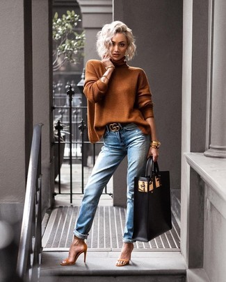 jeans brown heels outfit
