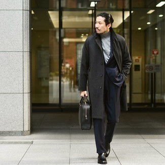 Black Leather Briefcase Outfits: 