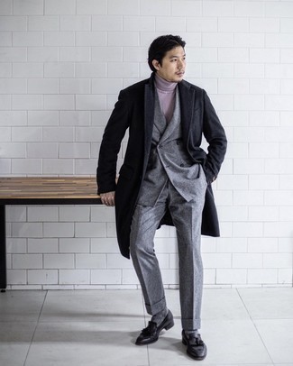 Grey Suit with Overcoat Outfits: 