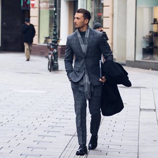 Charcoal Plaid Suit Cold Weather Outfits: 