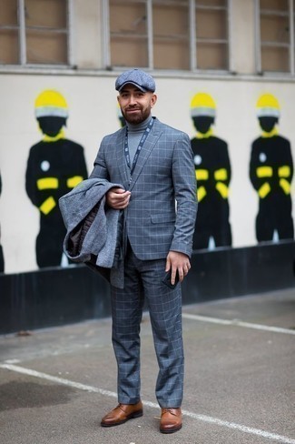 Light Blue Flat Cap Outfits For Men: 
