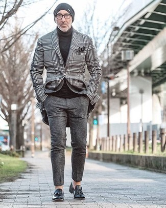 Grey Houndstooth Wool Suit Outfits: 