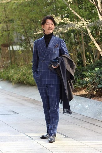 Navy Check Suit Cold Weather Outfits: 