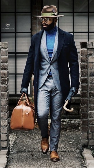 Tobacco Leather Holdall Dressy Outfits For Men: 