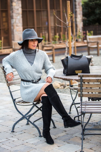 Ayvan Off Shoulder Knitted Sweater Dress Grey