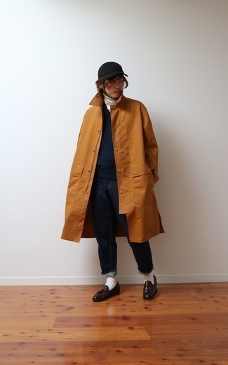 Tobacco Raincoat Outfits For Men: 