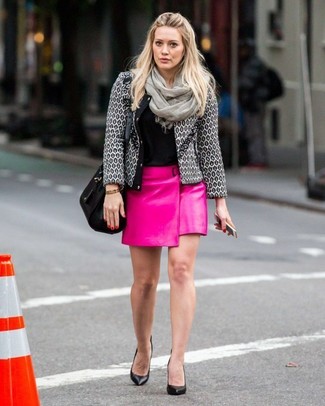 Hot Pink Leather Skirt Outfits 13, Hot Pink Leather Skirt