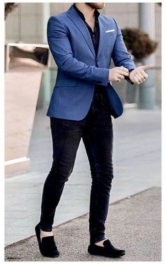 Skinny Fit Suit Jacket In Blue