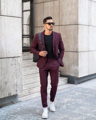 Portfolio Extra Slim Fit Dark Burgundy Pindot Suit