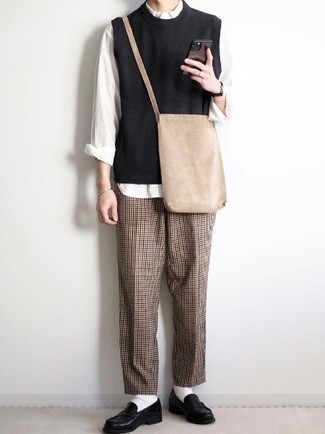 Slim Tailored Trousers In Brown Check