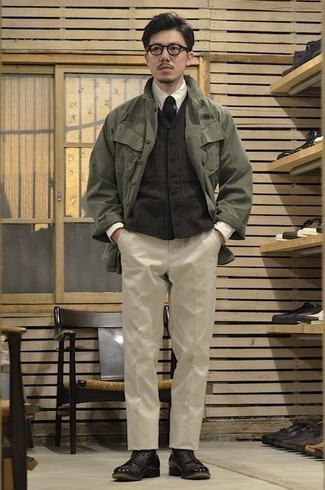 Cotton And Linen Blend Twill Field Jacket