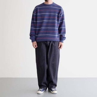 Comme Des Garons Play Striped Long Sleeved T Shirt