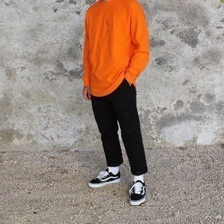 Orange Oversized Round Neck Sweatshirt