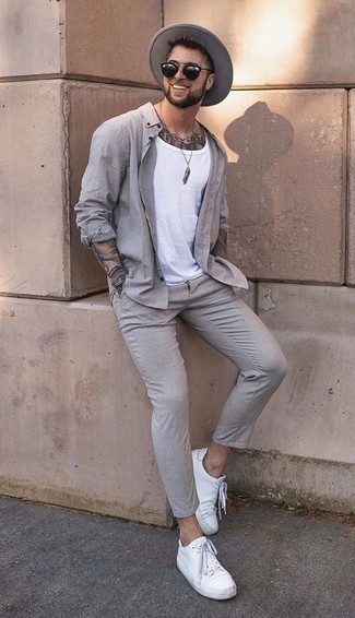 Brand Slim Smart Pants In Gray