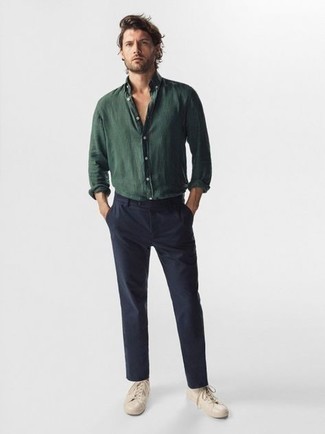 Anders Relaxed Fit Button Up Linen Cotton Shirt In Moss At Nordstrom
