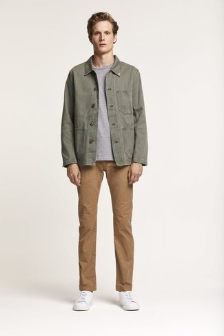 Overshirt In Khaki With Double Pockets