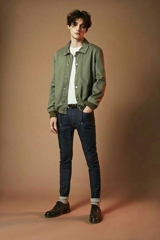 Skinny Jeans In Rinse Wash With Mustard Velour