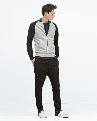 Gray Ruched Bomber Jacket