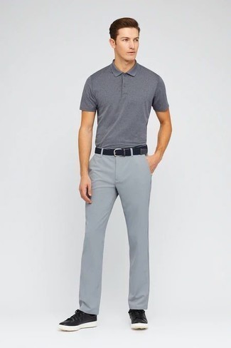 Slim Fit Basic Pique Polo Shirt In Gray Melange