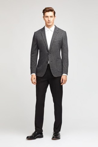 Pattern Patchwork Single Breasted Sport Coat In Grey Super 120s Twill