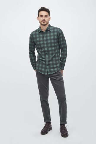 Extra Fine Cotton Broadcloth Checked Long Sleeve Shirt