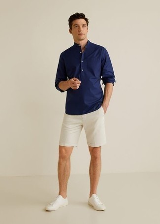 Extra Fine Cotton Stand Collar Long Sleeve Shirt