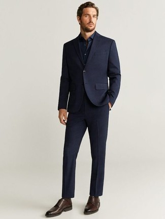 Solid Two Piece Suit Navy