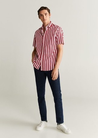 Riviera Slim Fit Stripe Short Sleeve Shirt