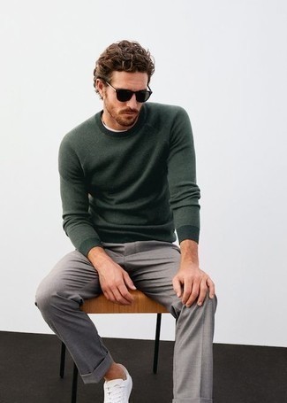 Green Raw Cut Sweater