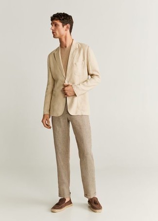 Skinny Suit Jacket In Linen Mix
