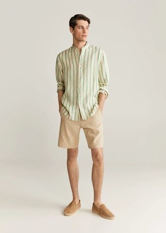 Cotton Linen Chino Shorts Light Beige