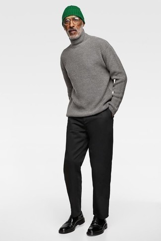 Brand Lambswool Rich Cable Knit Sweater With Turtleneck