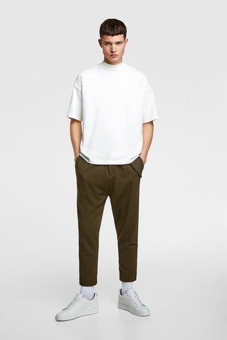 Pleated Cotton Twill Chinos