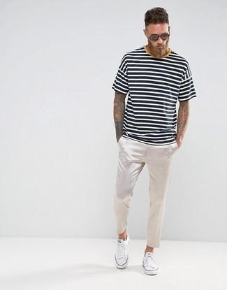 Comme Des Garons Shirt Man Asymmetrical Stripe Longsleeve T Shirt