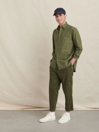 Judo Tapered Leg Cropped Cotton Corduroy Trousers