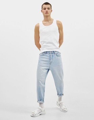 Distressed Effect Slim Fit Jeans