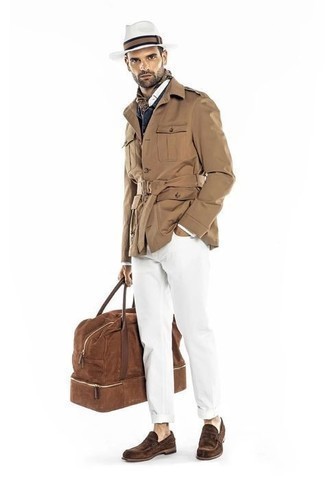Leather Trimmed Suede Duffle Bag