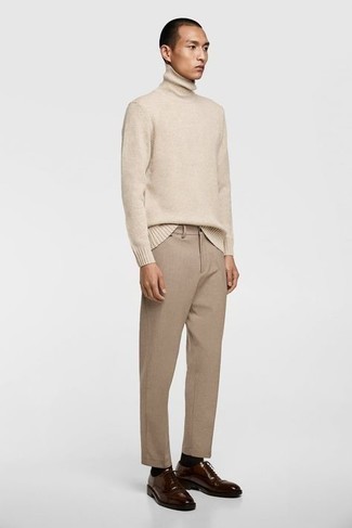 Contrast Tipped Wool Turtleneck