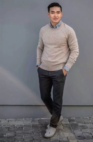 Beige Curved Sweater
