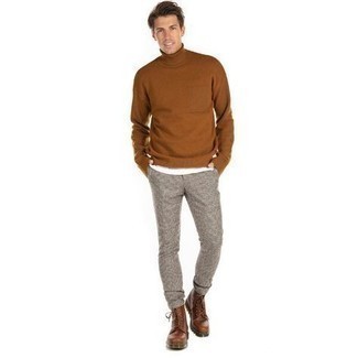 Taupe Cowl Neck Cut Sewn T Shirt