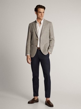 Slim Fit Brixton Two Button Donegal Blazer With Leather Elbow Patches