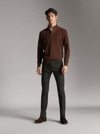 Half Zip Sweater Brown