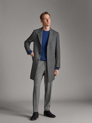 Brand Wool Overcoat In Dark Gray